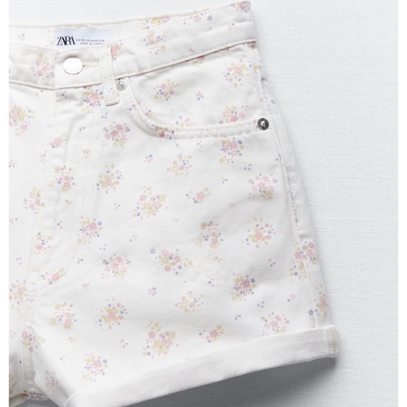 ZARA Printed Mom Fit Roller Shorts NWT - Picture 8 of 12